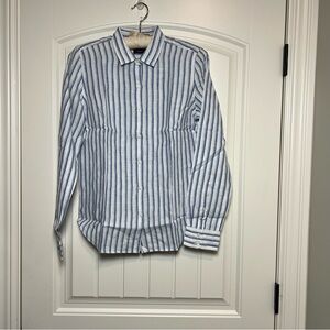 UNTUCKit  Blue and White Vertical Stripe Button-Down Shirt